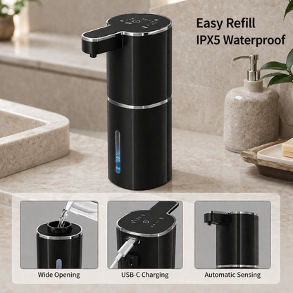 Luxury Touchless Automatic Foaming Soap Dispenser for Kitchens &amp; Bathrooms | Rechargeable &amp; Waterproof