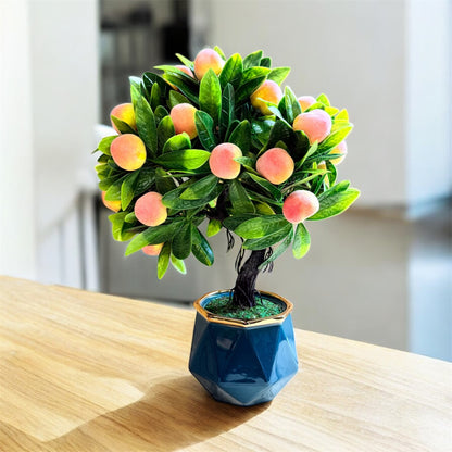 NEW - Gorgeous Artificial Mini Peach Bonsai — The Perfect Gift for Home or Office Décor