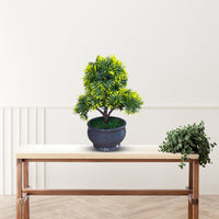 Artificial Green and Yellow Bonsai with Pot-Good Gift