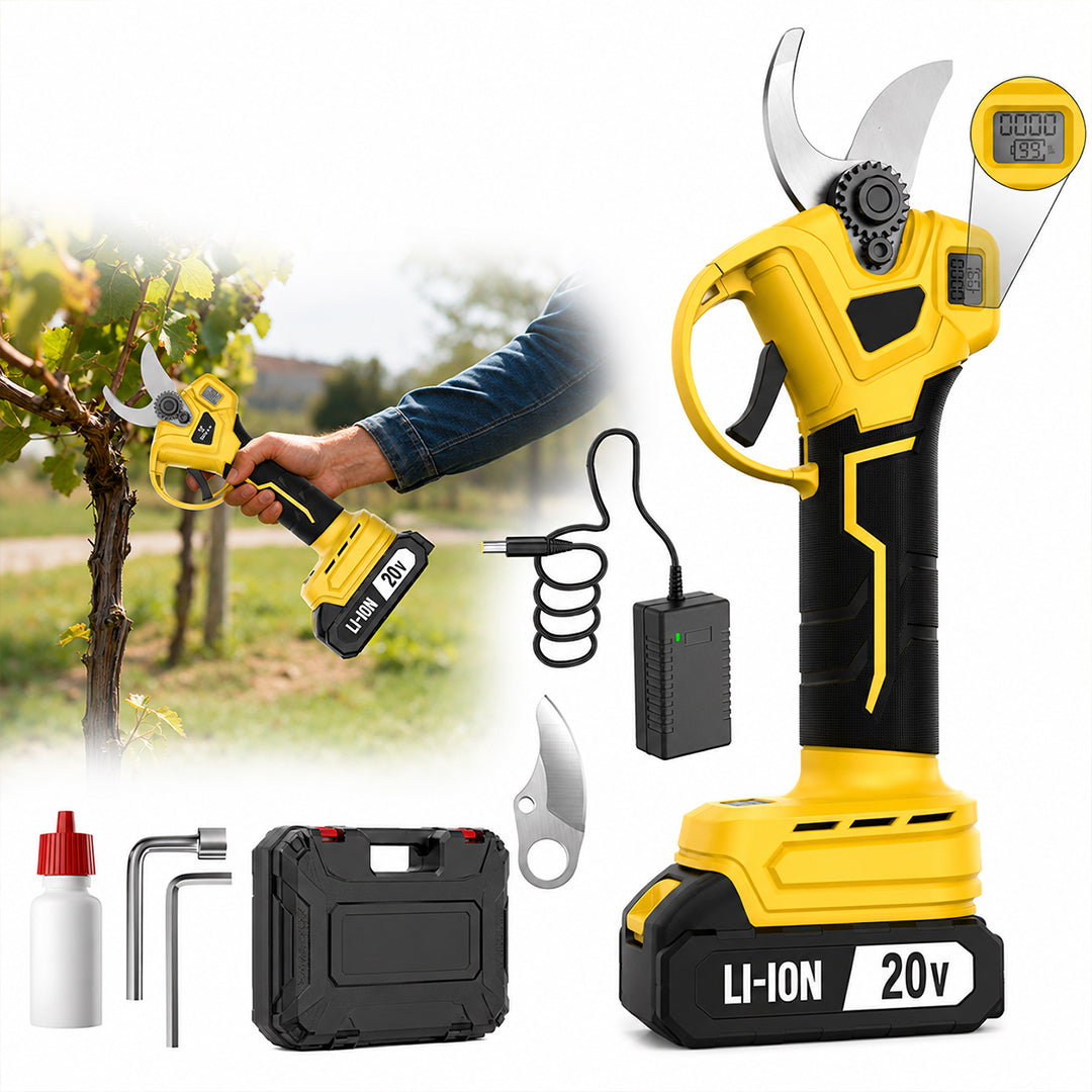20V Cordless Electric Pruner - Brushless Battery Powered Pruning Shears for Tree Branches &amp; Garden Trimming
