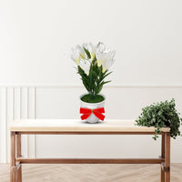 Stunning White Flowers in Ceramic Planter - Artificial-Good Gift
