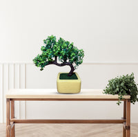 Artificial decorative bonsai plant realistic green leaves