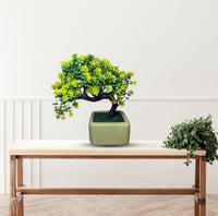 Artificial Gorgeous Yellow and Green Bonsai  - Good Gift