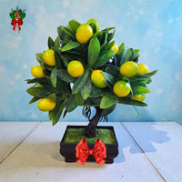 Artificial Mini Lemon Bonsai Tree – Realistic Faux Citrus Decor
