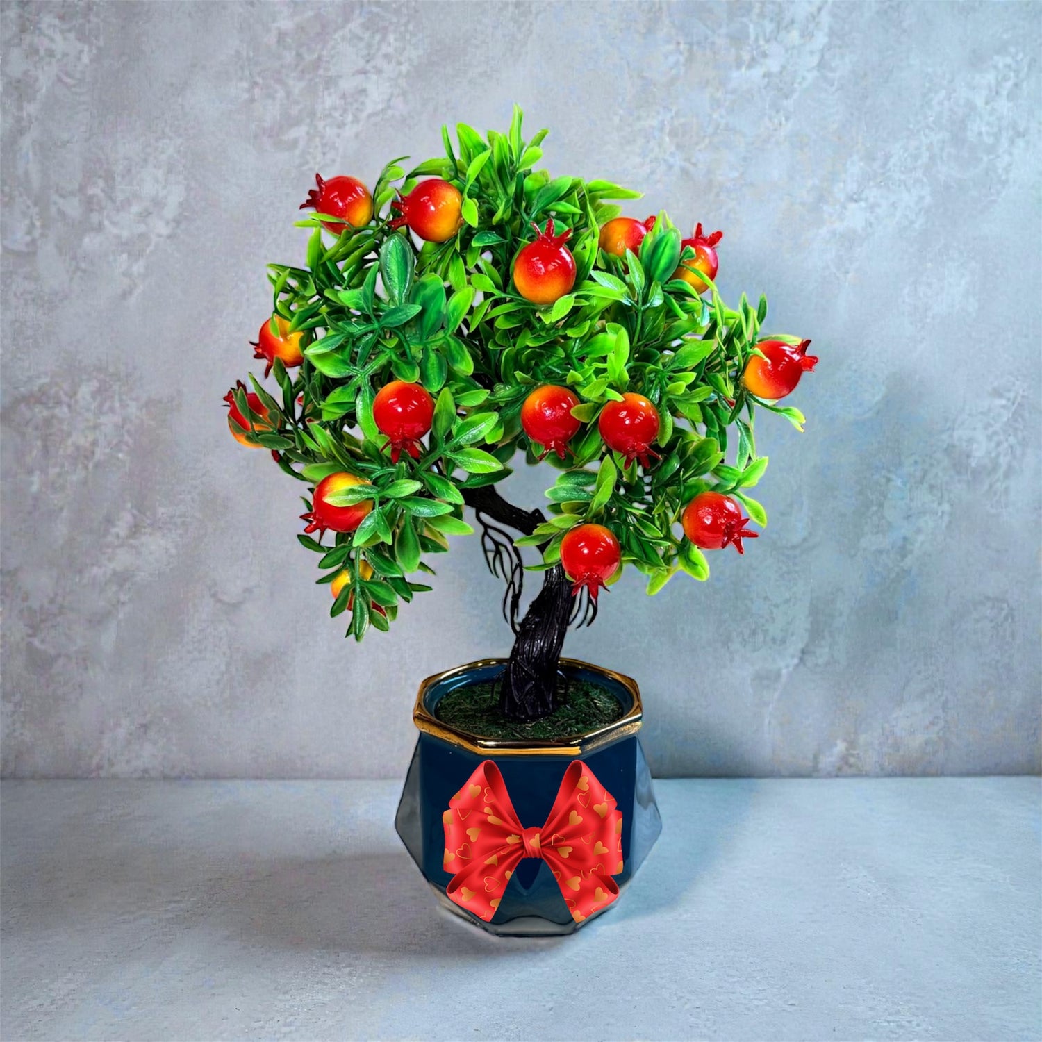 Artificial Pomegranate Bonsai Tree Elegant Decor