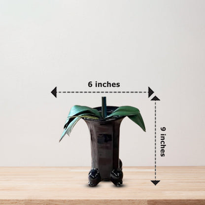 Stunning Orchids in Black Ceramic Legged Pot-Artificial (Perfect Gift)