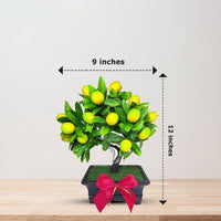 Mini Lemon Bonsai Artificial Plant – Realistic Faux Citrus Plant in Decorative Pot – Small Indoor Tabletop Home Decor