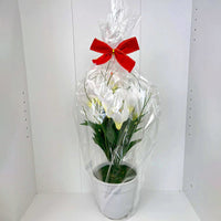 Stunning White Flowers in Ceramic Planter - Artificial-Good Gift