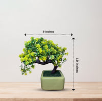 Artificial Gorgeous Yellow and Green Bonsai  - Good Gift