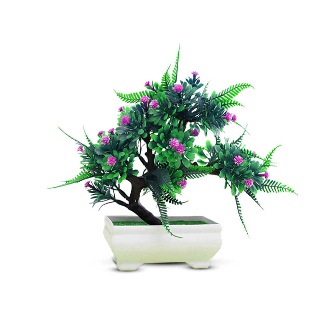 Artificial: Green Bonsai, Different Colored Flowers ~ The Perfect Gift