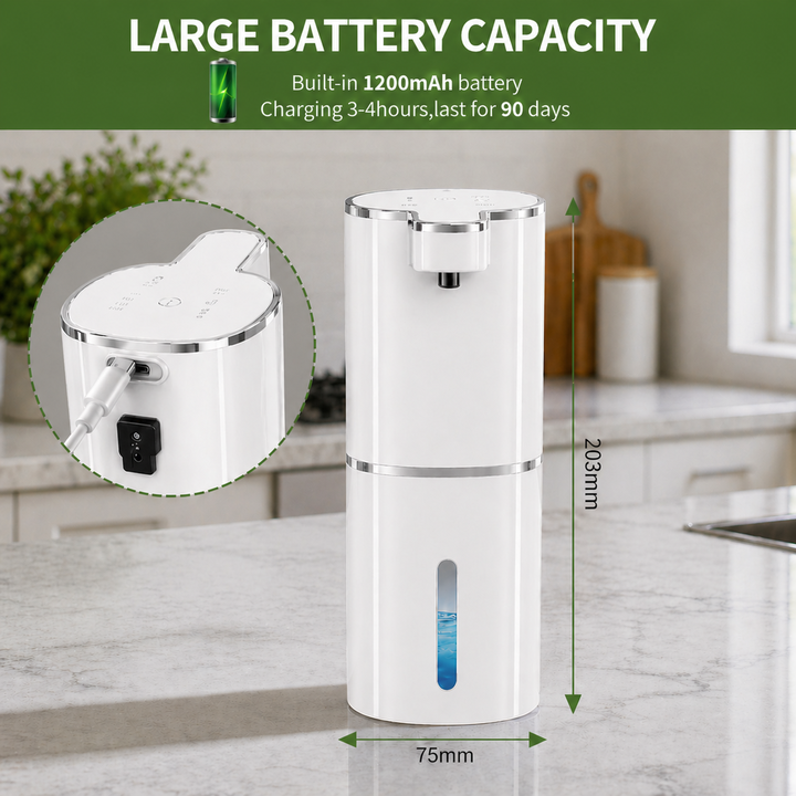 Luxury Touchless Automatic Foaming Soap Dispenser for Kitchens &amp; Bathrooms | Rechargeable &amp; Waterproof