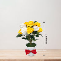 Beautiful Multicolored Roses in Ceramic Pot -Artificial (Good Gift)