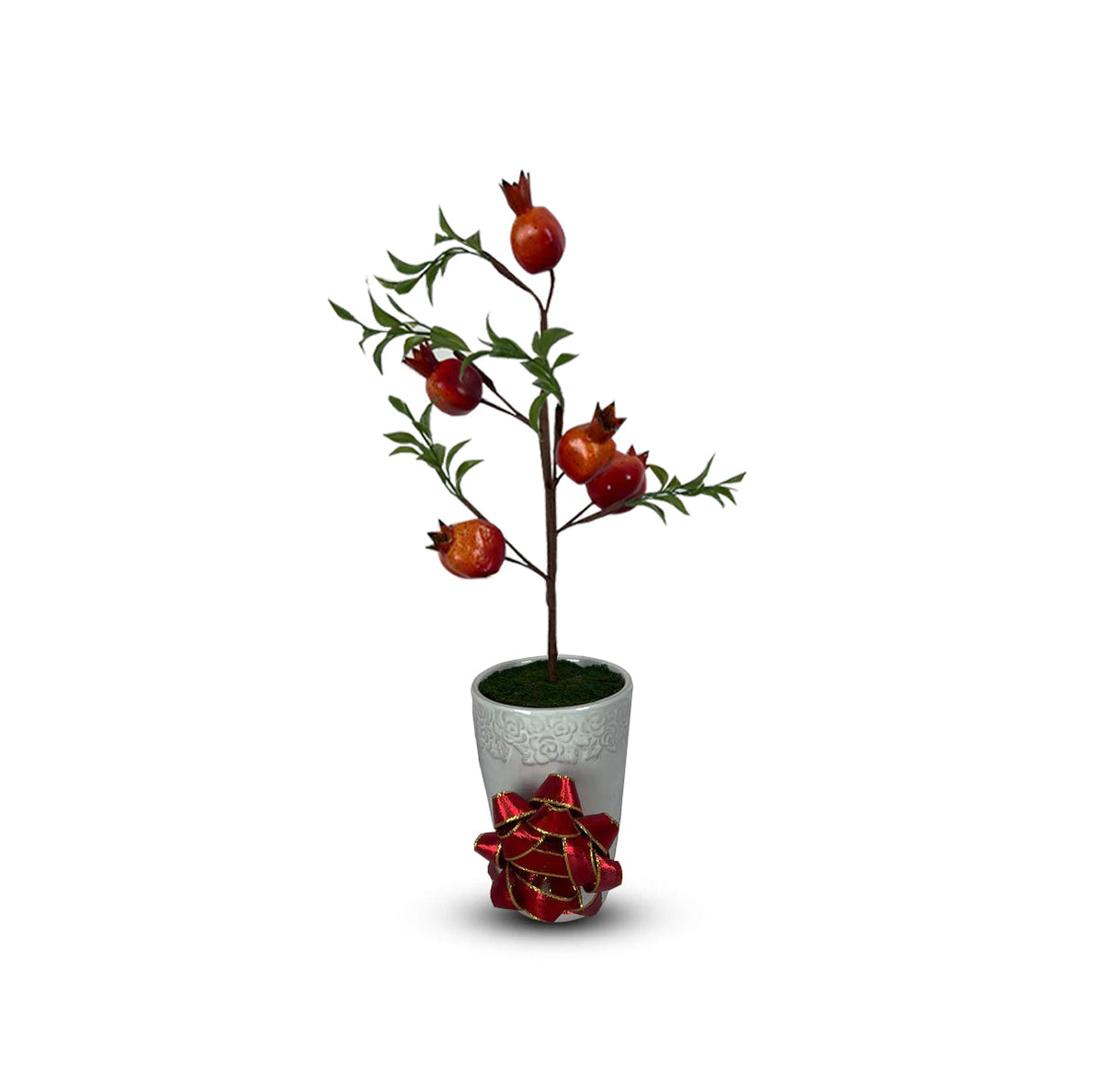 Cute Pomegranate Bonsai in Ceramic Pot-Artificial
