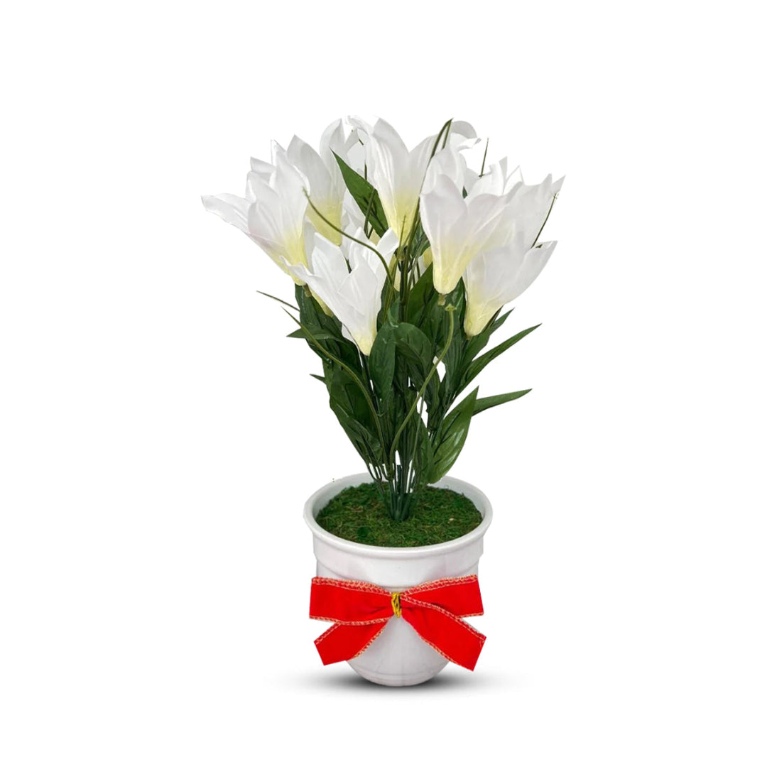 Stunning White Flowers in Ceramic Planter - Artificial-Good Gift