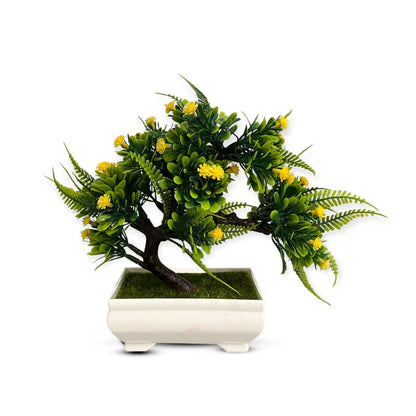 Artificial: Green Bonsai, Different Colored Flowers ~ The Perfect Gift
