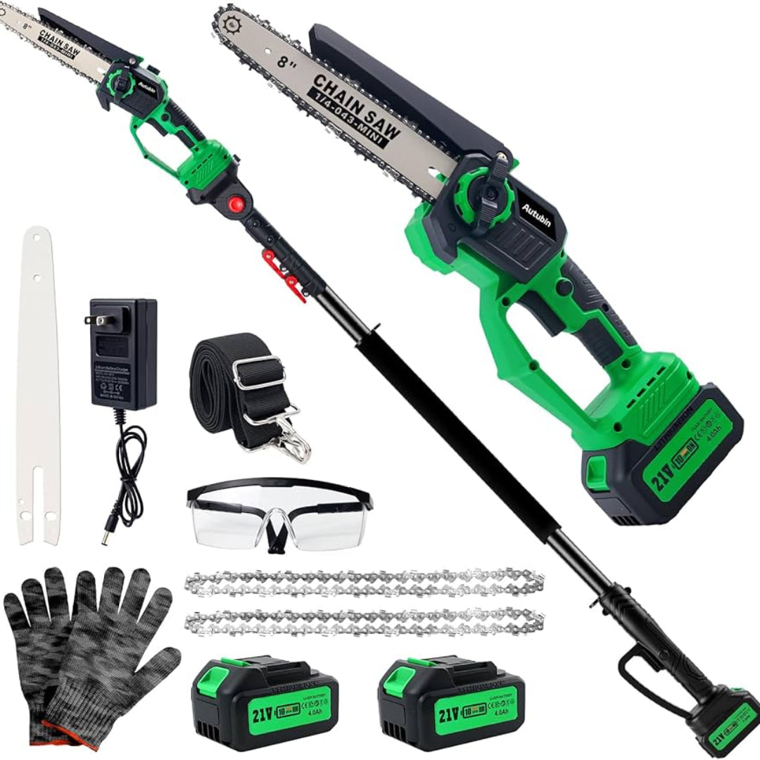 20V Cordless 2-in-1 Pole Saw &amp; Mini Chainsaw | Extendable Pole for Tree Pruning &amp; Wood Cutting