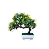 Artificial Yellow and Green Sideways Bonsai - Plastic Pot