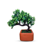 Artificial Green Bonsai Plant in Decorative Ceramic Pot