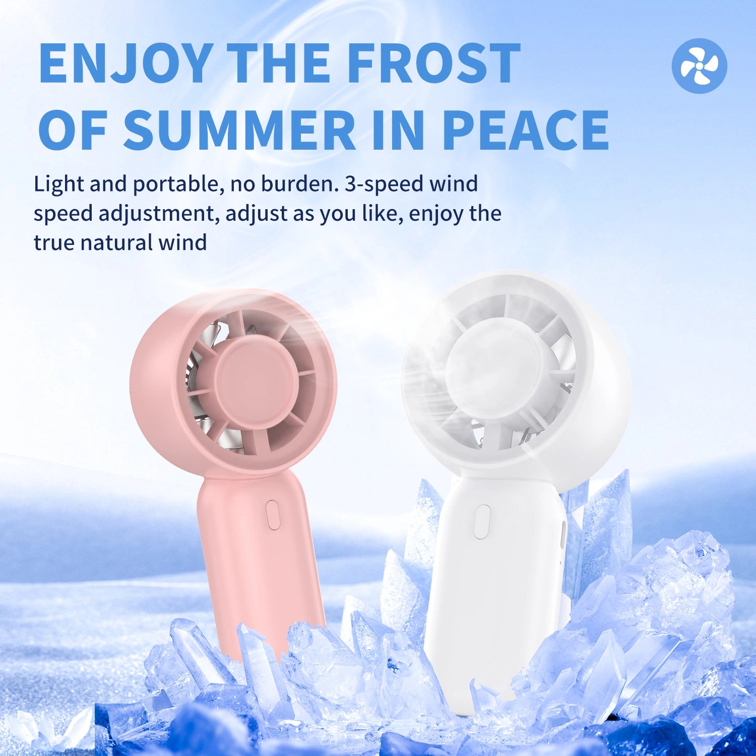 Compact 3-Speed Handheld Fan