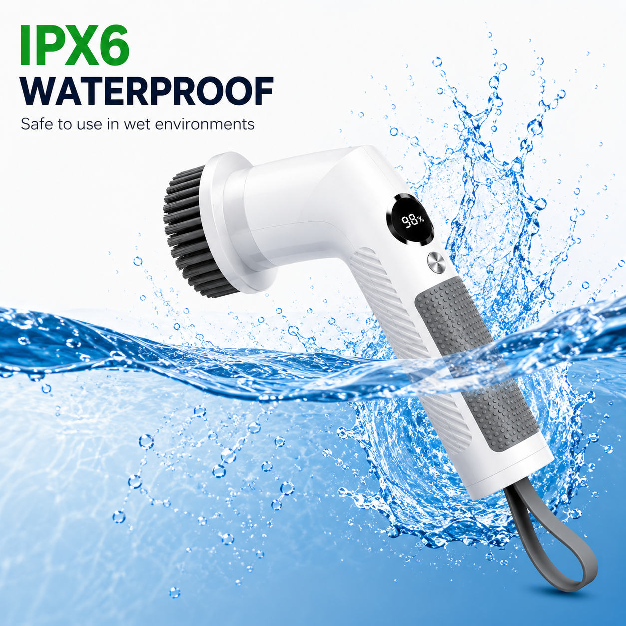 Electric Spin Scrubber with Extendable Handle &amp; 5 Brush Heads | Cordless USB-C Rechargeable Cleaning Brush