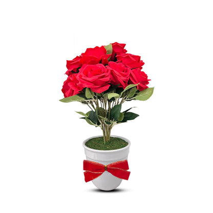 Beautiful Multicolored Roses in Ceramic Pot -Artificial (Good Gift)