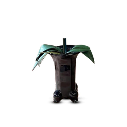 Stunning Orchids in Black Ceramic Legged Pot-Artificial (Perfect Gift)