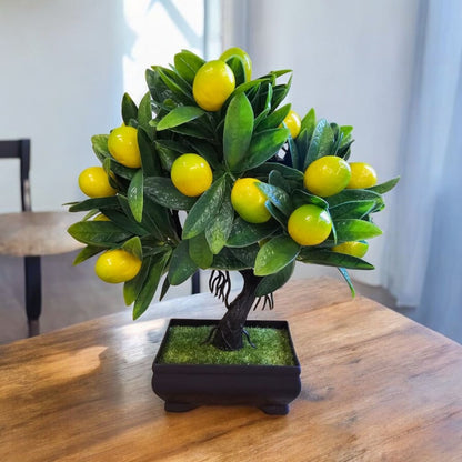 custom bonsai tree Artificial Mini Lemon Bonsai Tree – Realistic Faux Citrus Decor