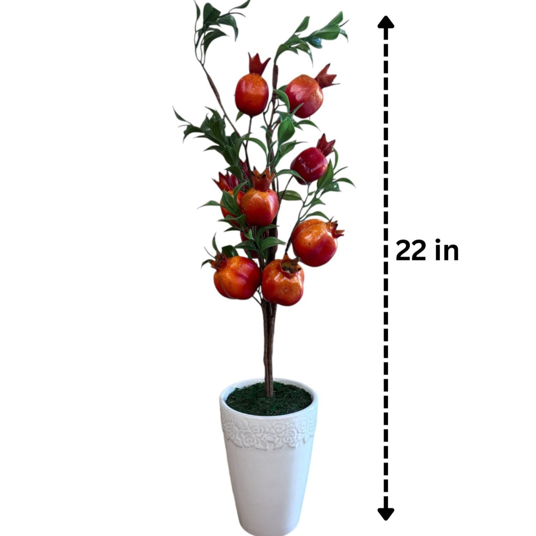 Artificial Pomegranate Plant in Ceramic Pot