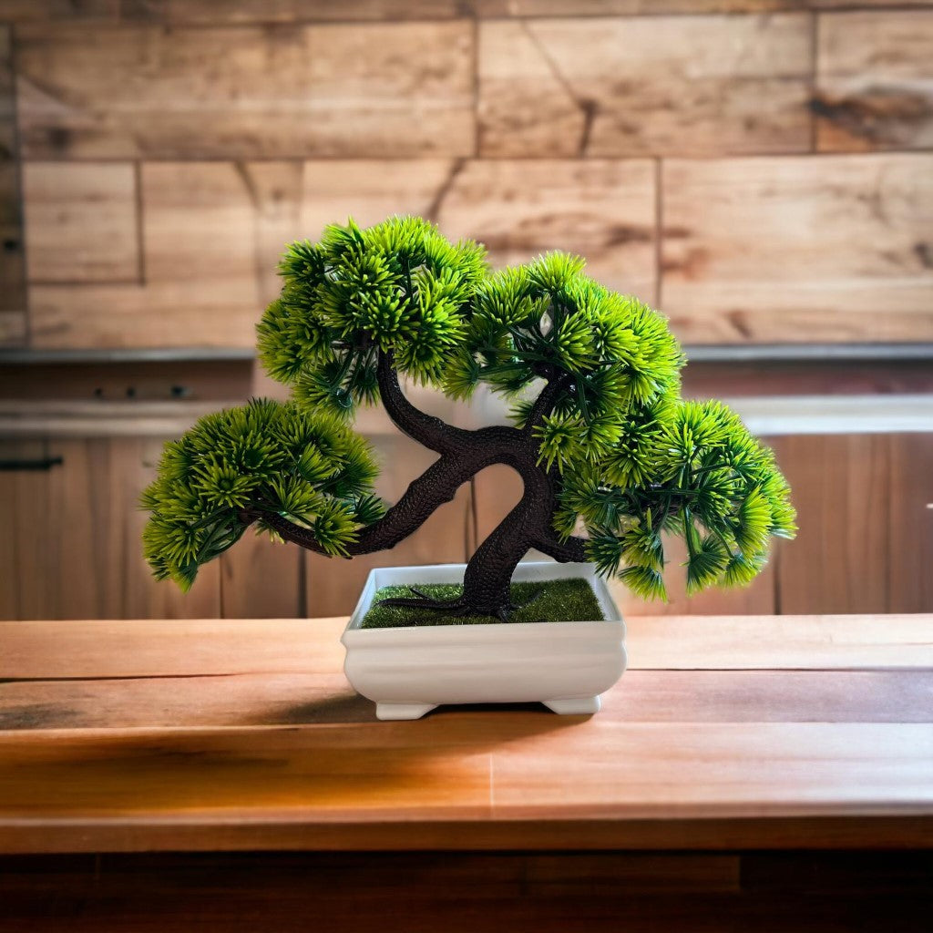 Artificial Gorgeous Bonsai with Very Attractive Pot (Green Colored) -Excellent Gift..