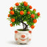 Mini Orange Bonsai Artificial Ceramic Planter Pot with realistic green leaves and vibrant orange fruit