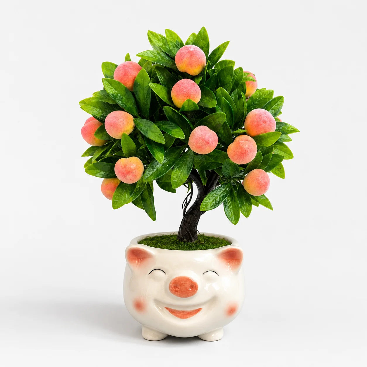 Artificial - Mini Peach Bonsai Ceramic Planter Pot