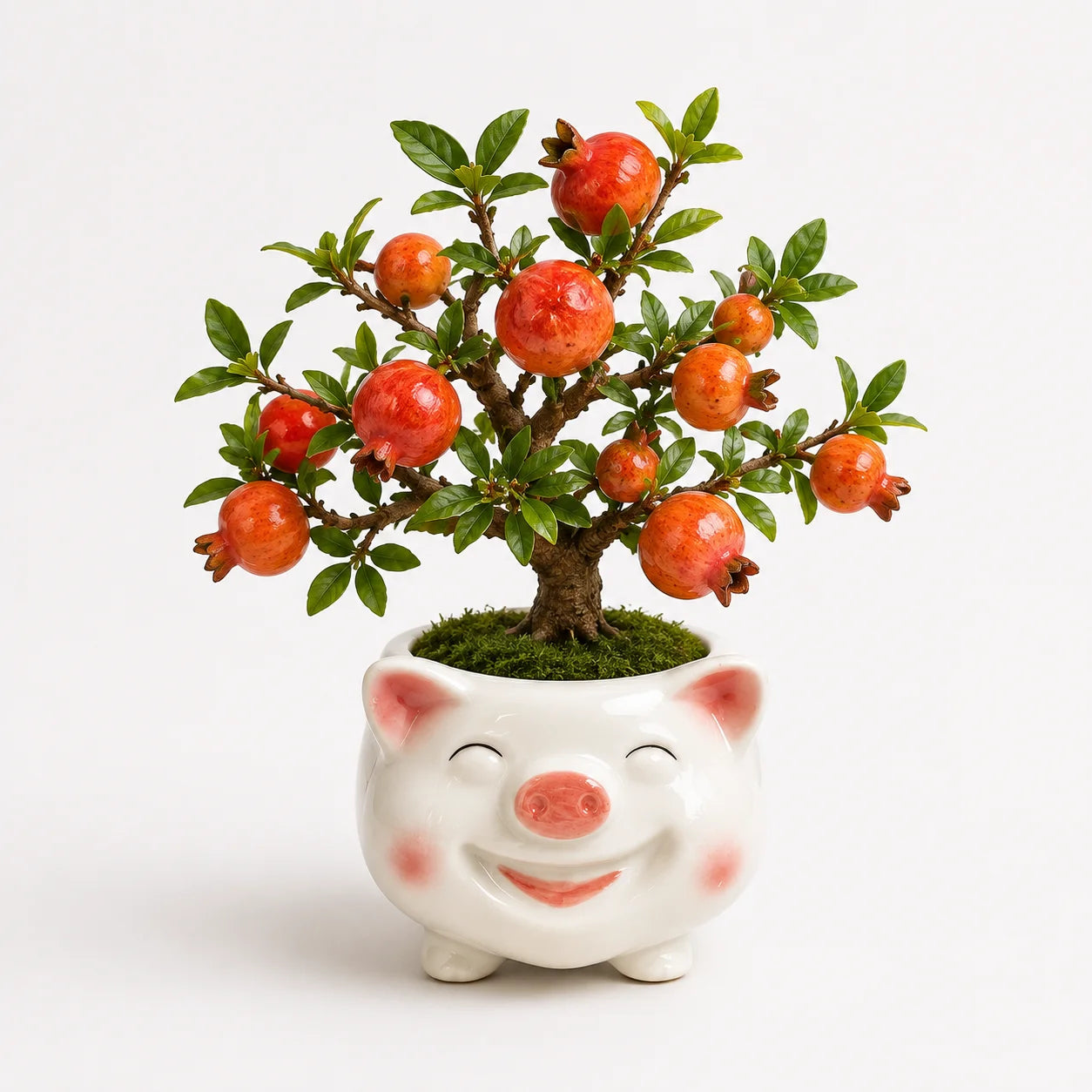 Artificial - Pomegranate Bonsai Ceramic Planter Pot