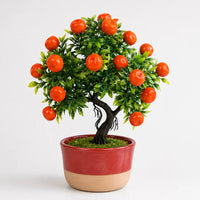 Mini Orange Bonsai Artificial Ceramic Planter Pot for home, office, and gift decor
