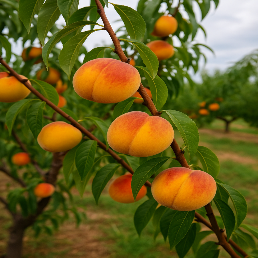 Elberta Peach Tree foliage with soft green leaves