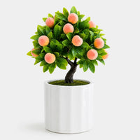 Artificial - Mini Peach Bonsai Ceramic Planter Pot