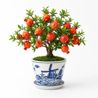 Artificial - Pomegranate Bonsai Ceramic Planter Pot