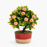 Artificial - Mini Peach Bonsai Ceramic Planter Pot