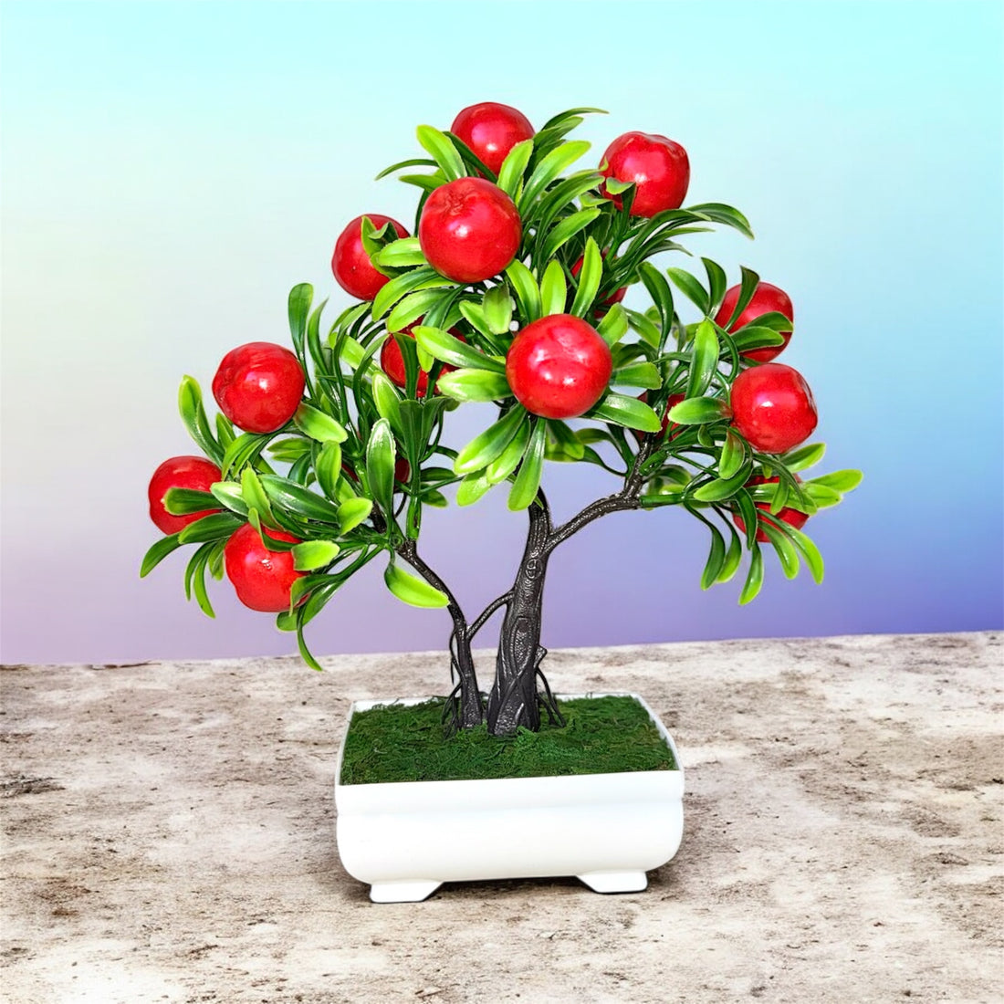 Artificial Mini Apple Bonsai – Cute Tabletop Decor – Thoughtful Christmas Gift