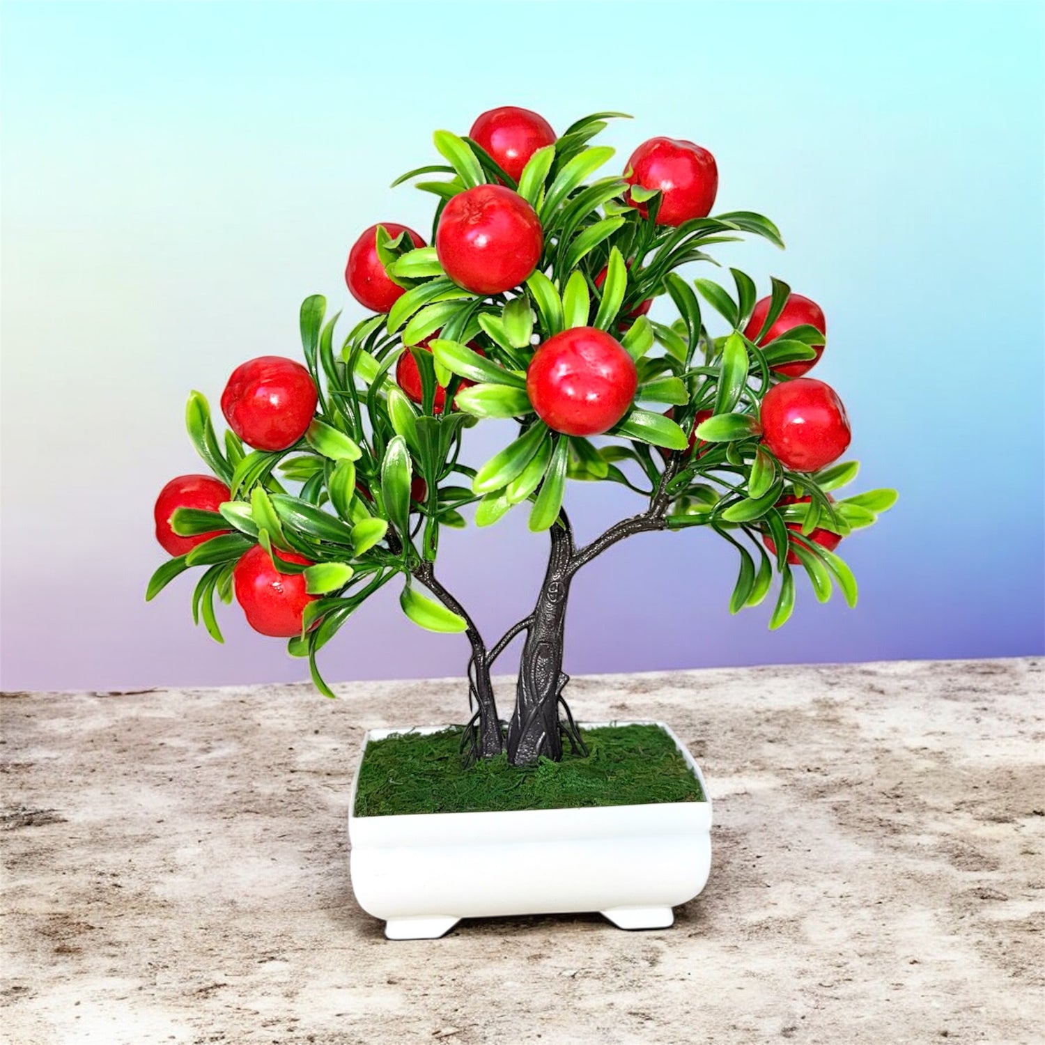 Artificial Mini Apple Bonsai – Cute Tabletop Decor – Thoughtful Christmas Gift