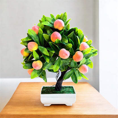 NEW - Gorgeous Artificial Mini Peach Bonsai — The Perfect Gift for Home or Office Décor