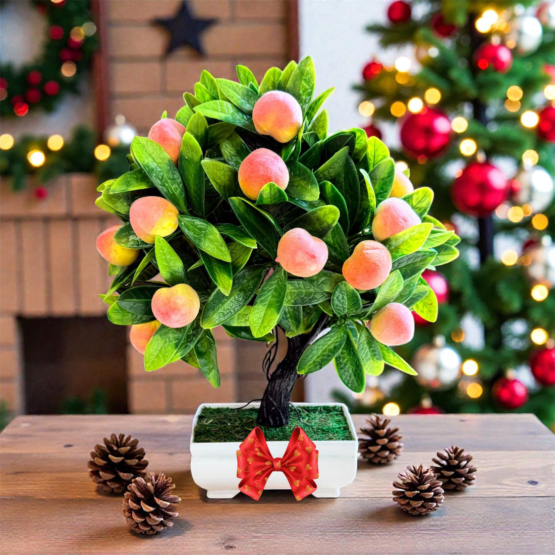 Gorgeous Artificial Mini Peach Bonsai — The Perfect Gift for Home or Office Décor