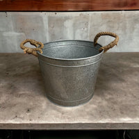 Galvanized alluring pot planter with smooth metal texture