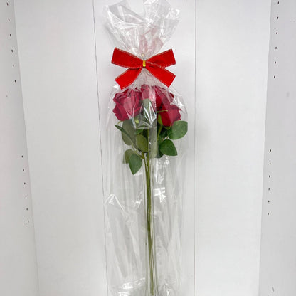 Gorgeous Red Rose in Glass Vase-Artificial