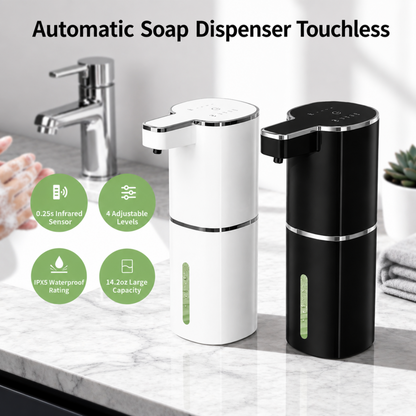 Luxury Touchless Automatic Foaming Soap Dispenser for Kitchens &amp; Bathrooms | Rechargeable &amp; Waterproof
