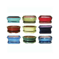 8" Professional Bonsai Pot Assortment with Matching Saucers – Durable Ceramic Planters for Bonsai