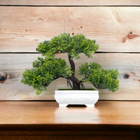 Gorgeous Green Artificial Three-Tiered Bonsai in Plastic Pot (Good Gift)