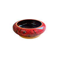 Glazed Ceramic Bonsai Pot with Wooden Base