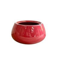 Glossy Red Apple-Shaped Ceramic Planter Pot