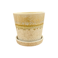 Speckled Beige Ceramic Planter Pot with Saucer