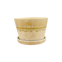 Speckled Beige Ceramic Planter Pot with Saucer